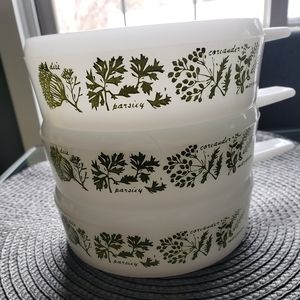 Vintage Glasbake Herb Garden Milk Glas Soup Dish